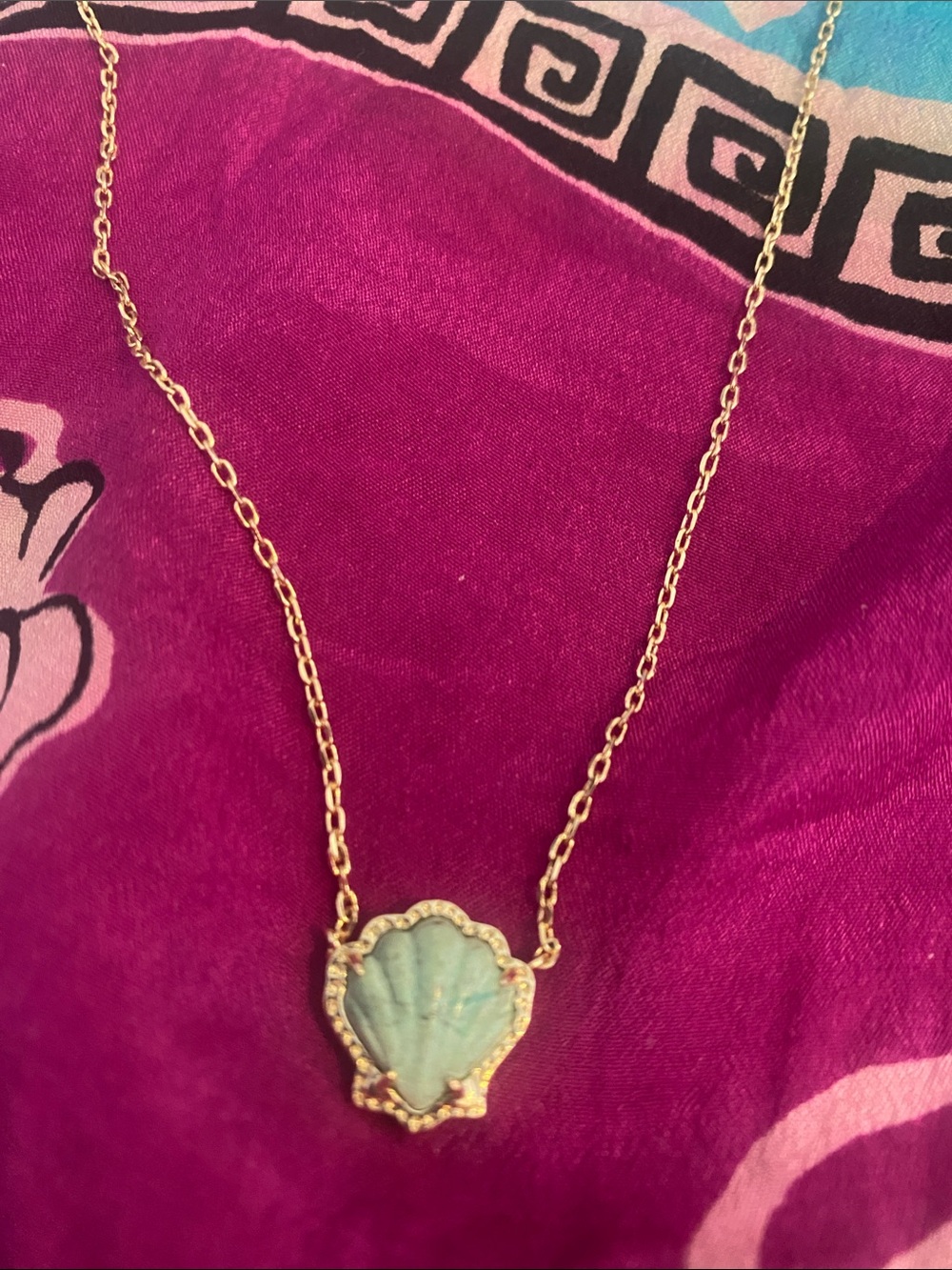 Kendra Scott Gold Necklace with Turquoise Shell Pendant